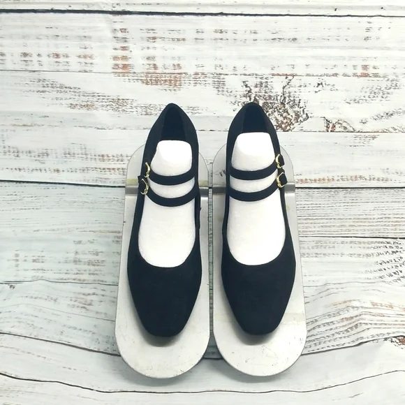 Black 2 Strap Cato Heels - Picture 1 of 9